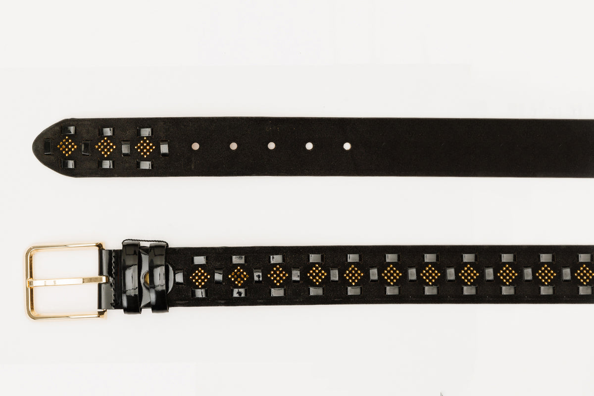 The Vicino Black Leather Belt 38