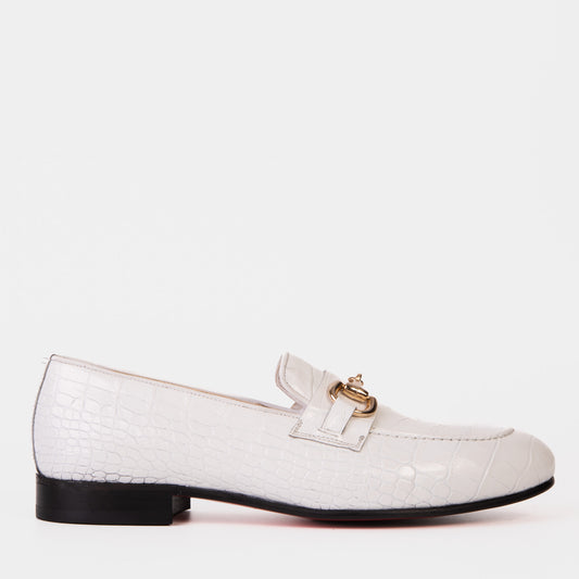 The Monaco White Leather Men Shoe Bit Loafer