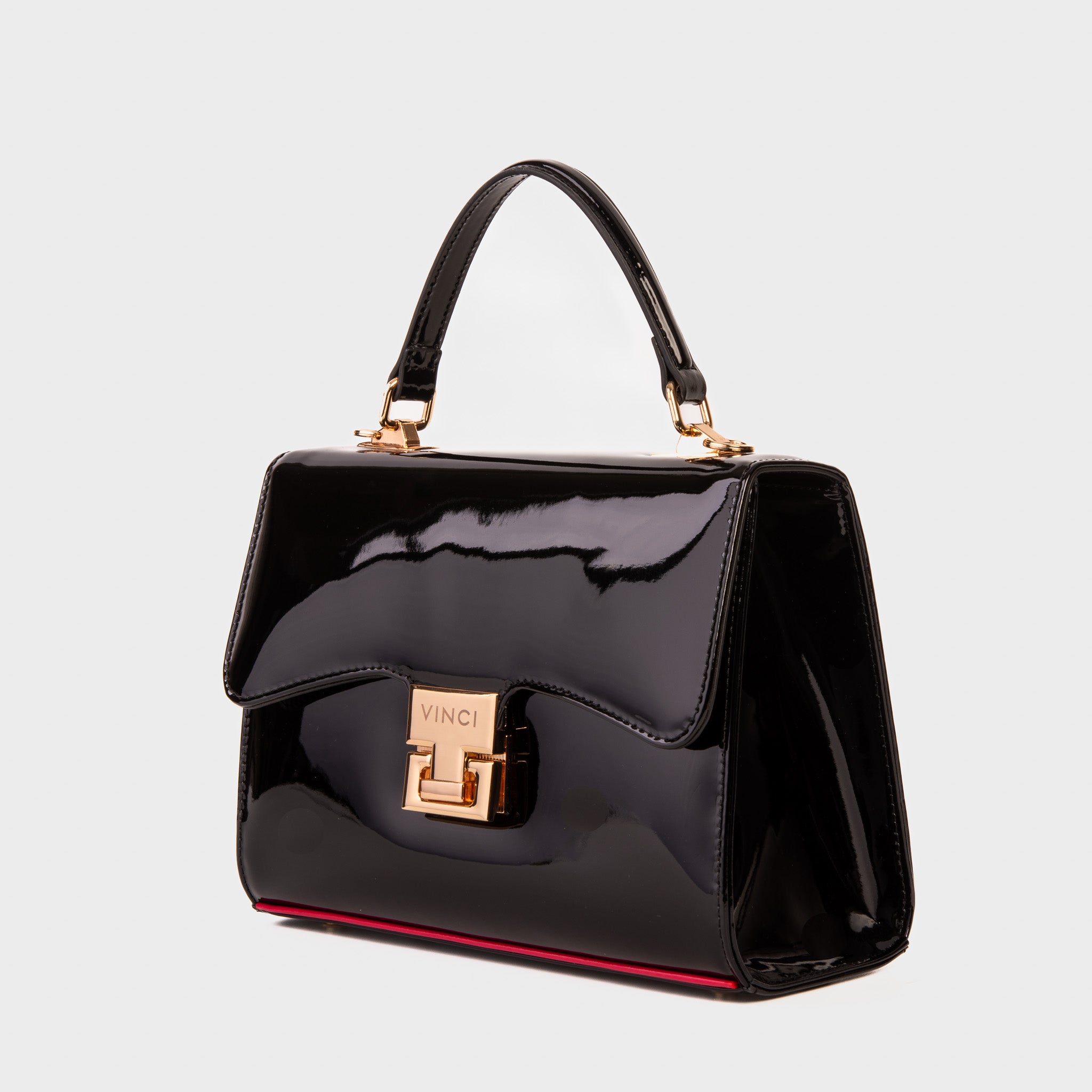 The Ege Black Patent Leather Handbag Vinci Leather Shoes