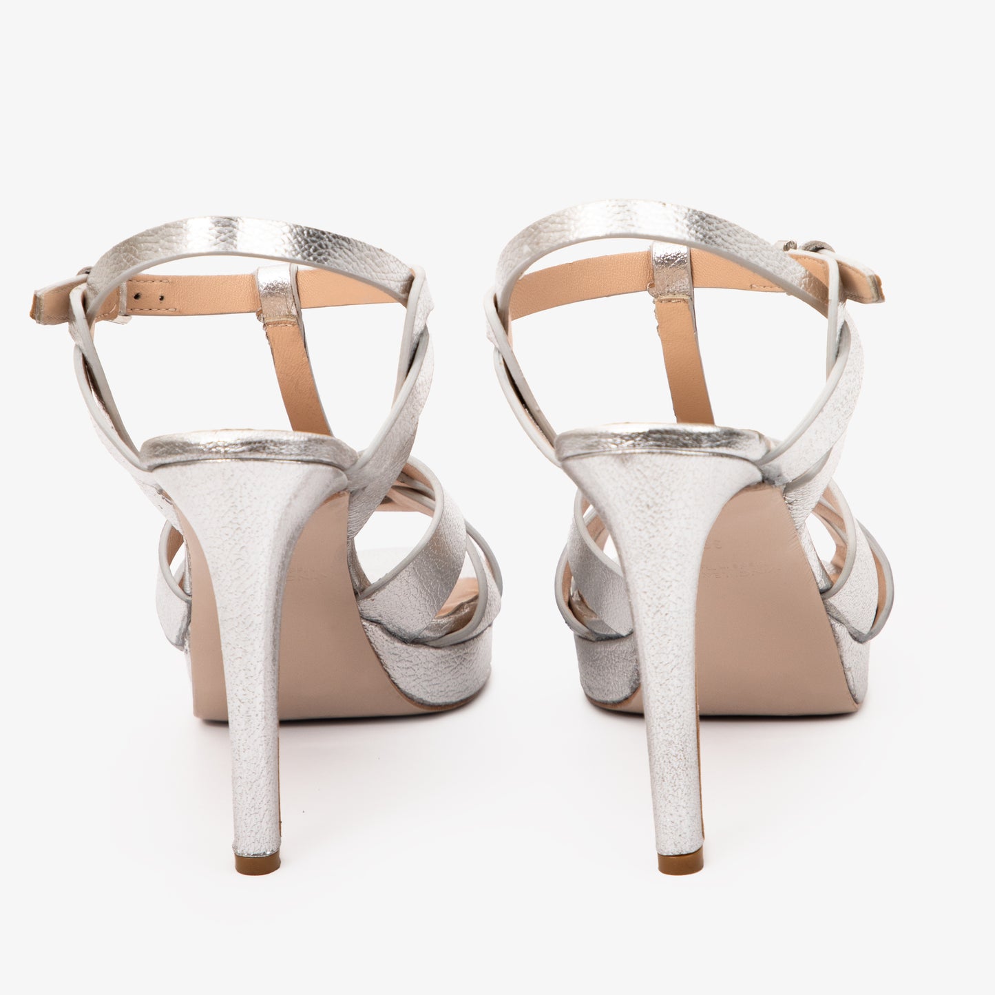 The Parisian Silver Leather T-Strap Platform Heel Women Sandal