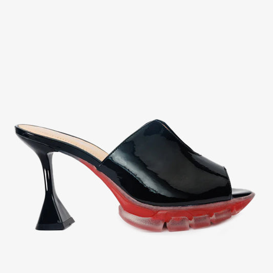 The Caratal Black Patent Leather Women Sandal