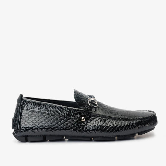 The Bologna Black Leather Bit Drive Loafer Men Shoe