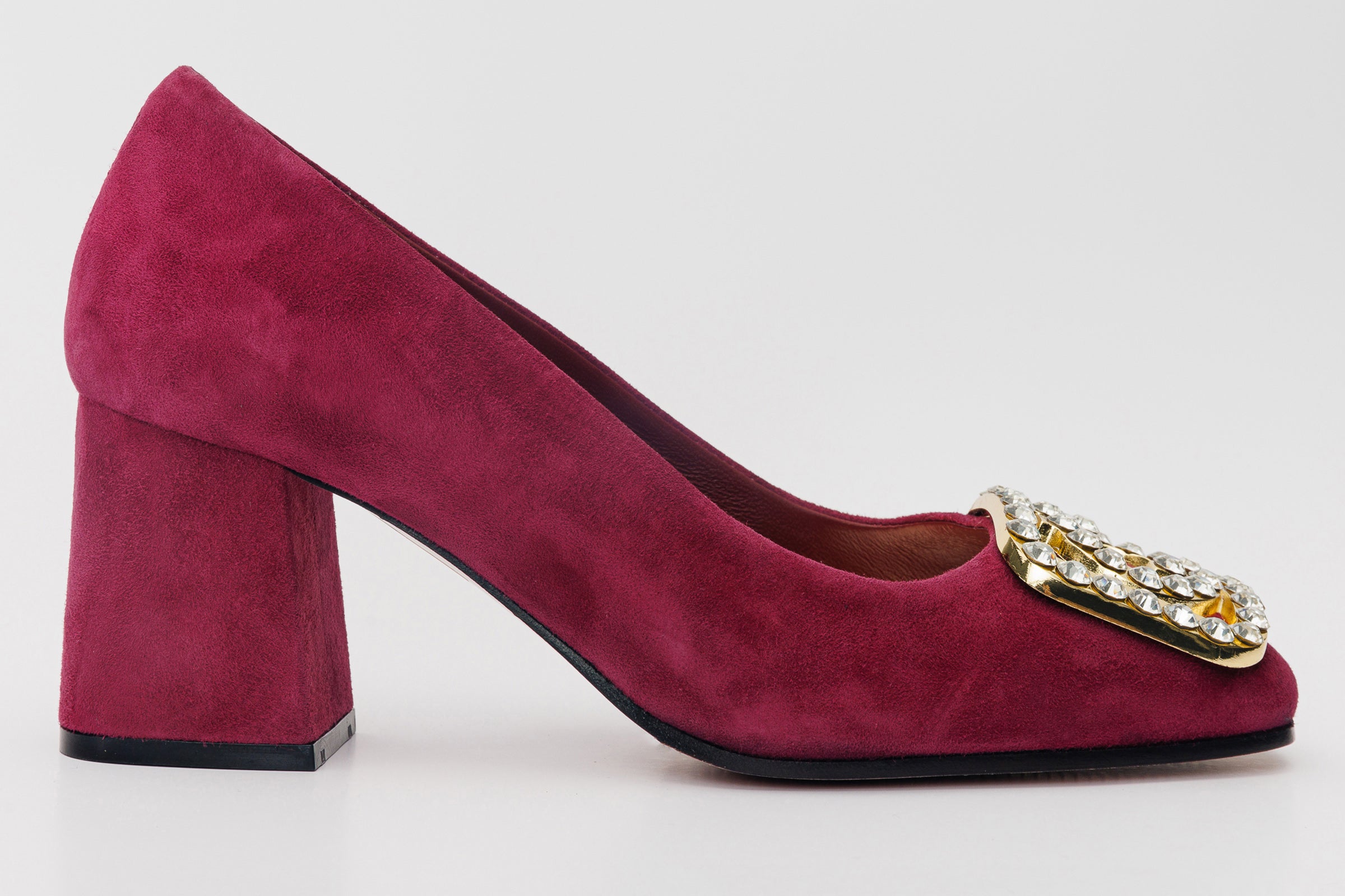 The California Burgundy Suede Leather Block Heel Pump Women Shoe Vinci Leather Shoes