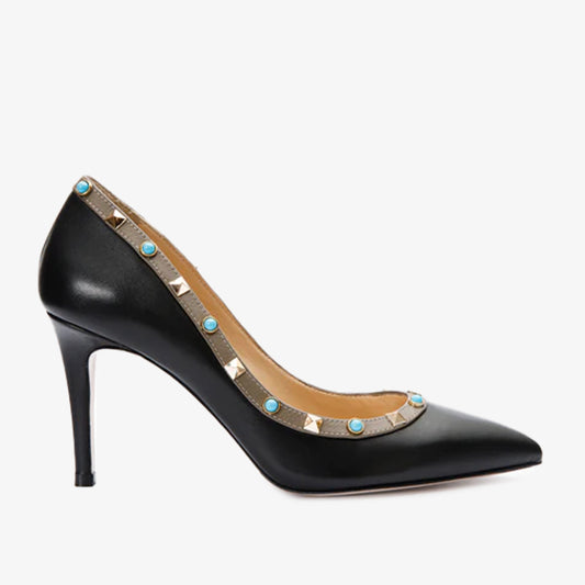 Zapatos de salón de cuero negro Tikapur para mujer