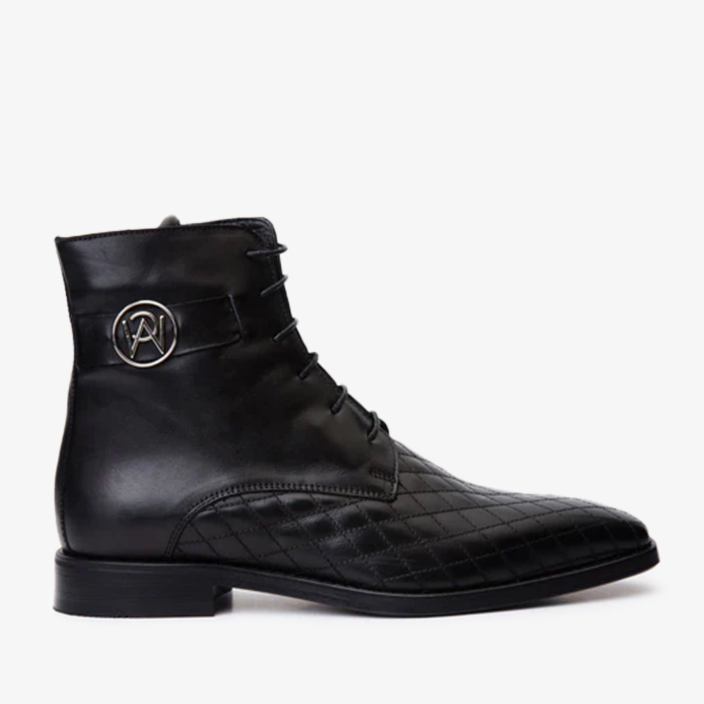 The Zeus Black Leather Lace-Up Men Boot with a Zipper – Vinci Leather Shoes