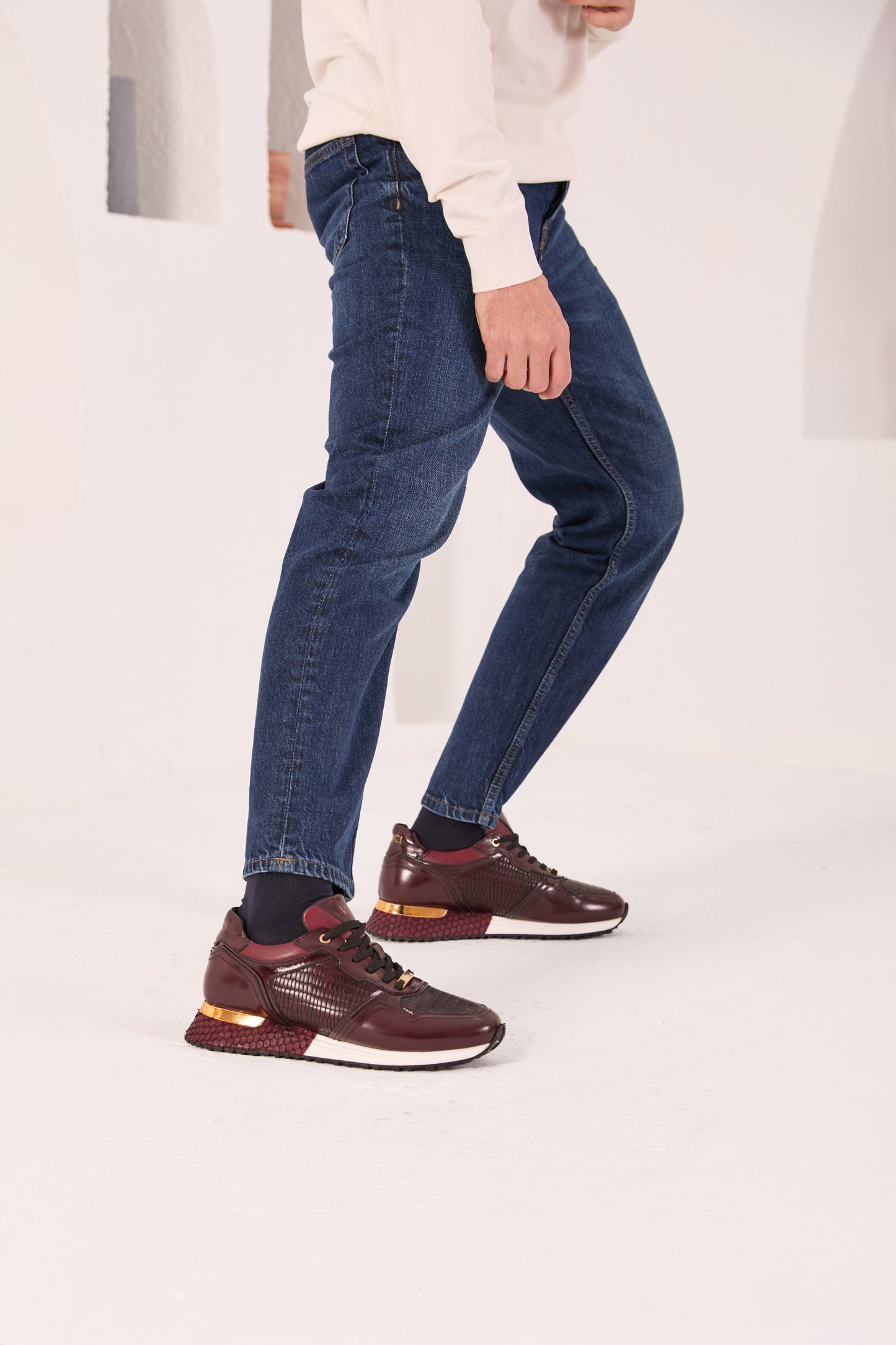 Zapatillas de piel para hombre Empire Burgundy