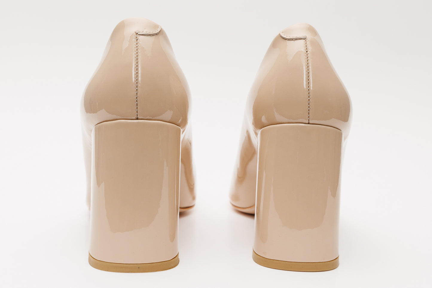 The Ferrara Cream Patent Leather Block Heel Pump Women Shoe