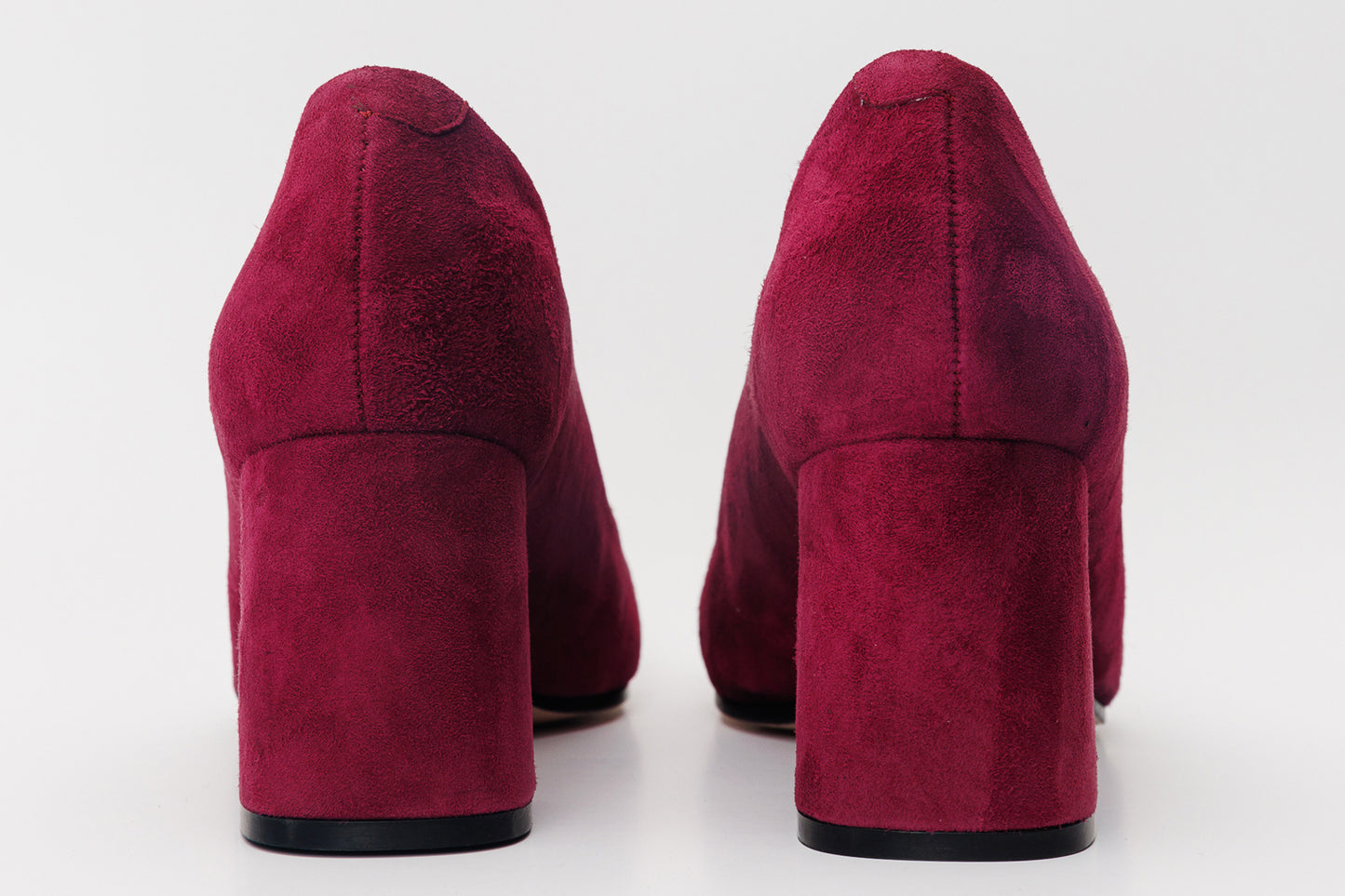 The California Burgundy Suede Leather Block Heel Pump Women Shoe