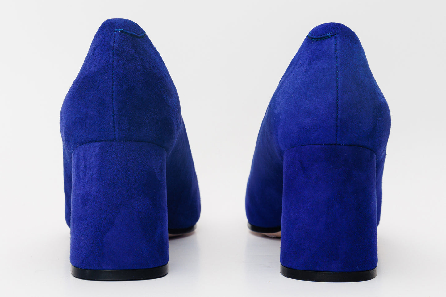 The California Sax Blue Suede Leather Block Heel Pump Women Shoe