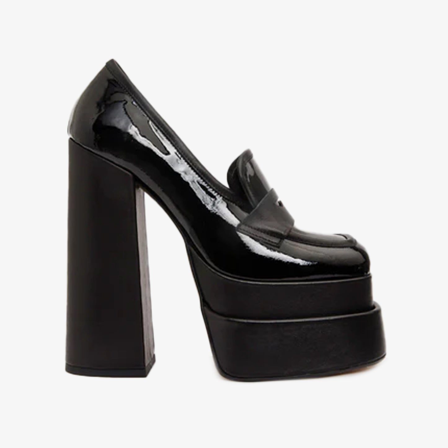 ¡Venta final de zapatos de mujer con plataforma y tacón de cuero negro latino!