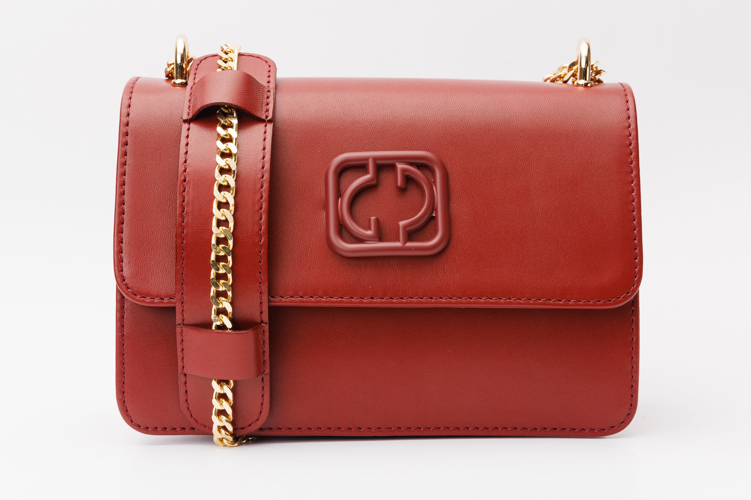 Dark red best sale leather bag