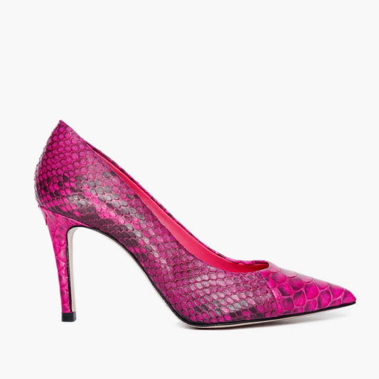 Zapato de salón para mujer de piel de pitón fucsia The Queen 