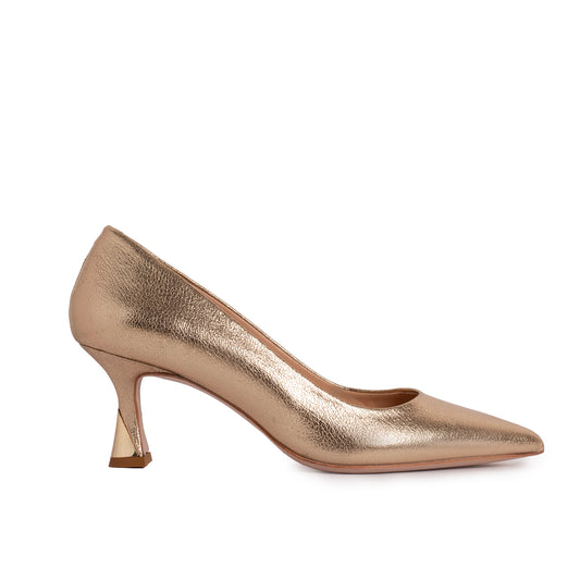 حذاء Brunello Gold Leather Pump للسيدات