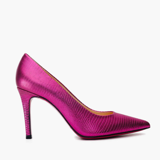 Zapato de salón de piel fucsia Maple con suela fucsia para mujer