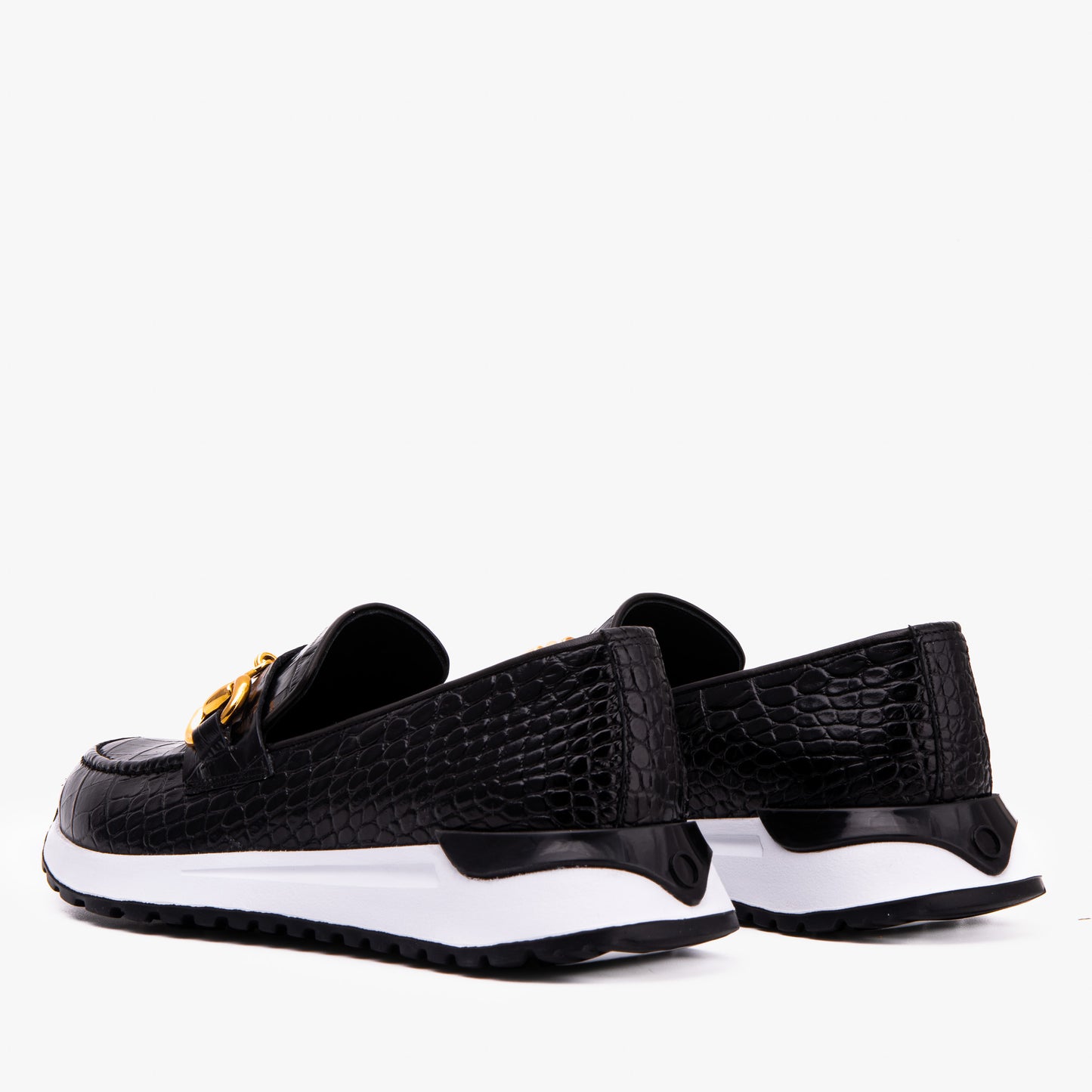 The Milan Black  Croc-Embossed Leather Women Sneaker