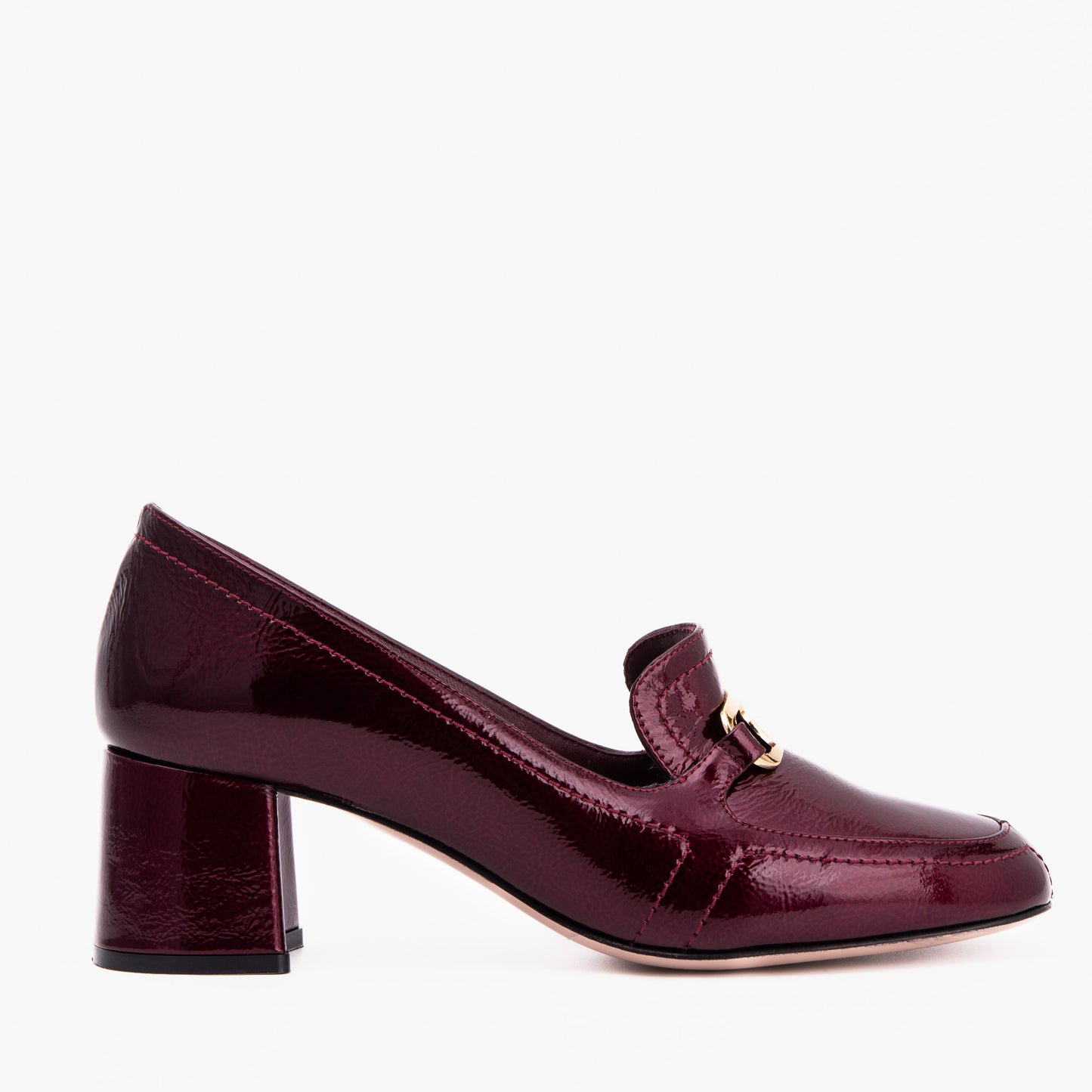 The Victoria Burgundy Leather Block Heel Pump Women Shoe