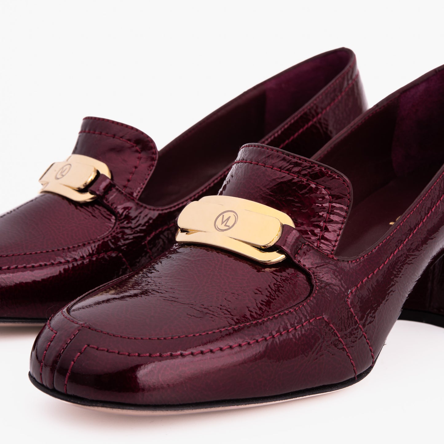 The Victoria Burgundy Leather Block Heel Pump Women Shoe