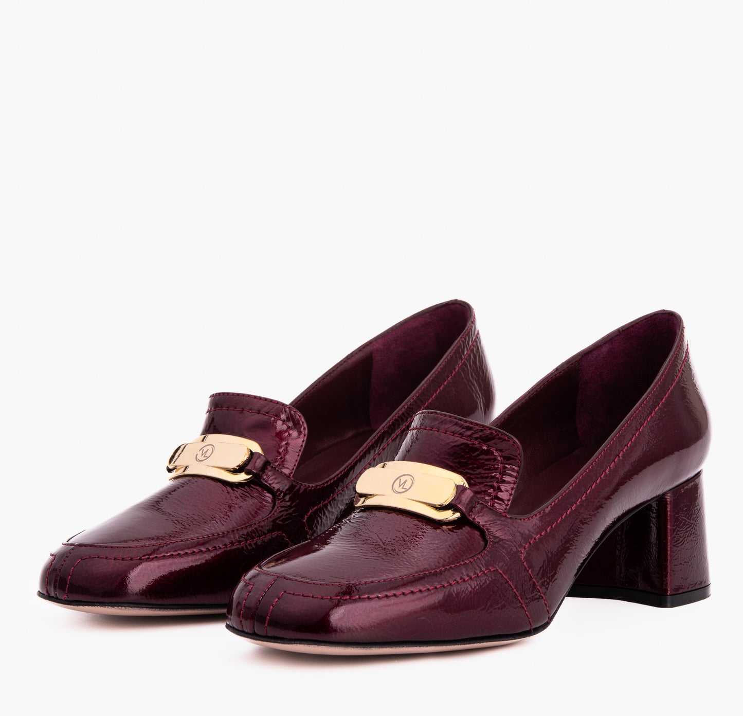 The Victoria Burgundy Leather Block Heel Pump Women Shoe