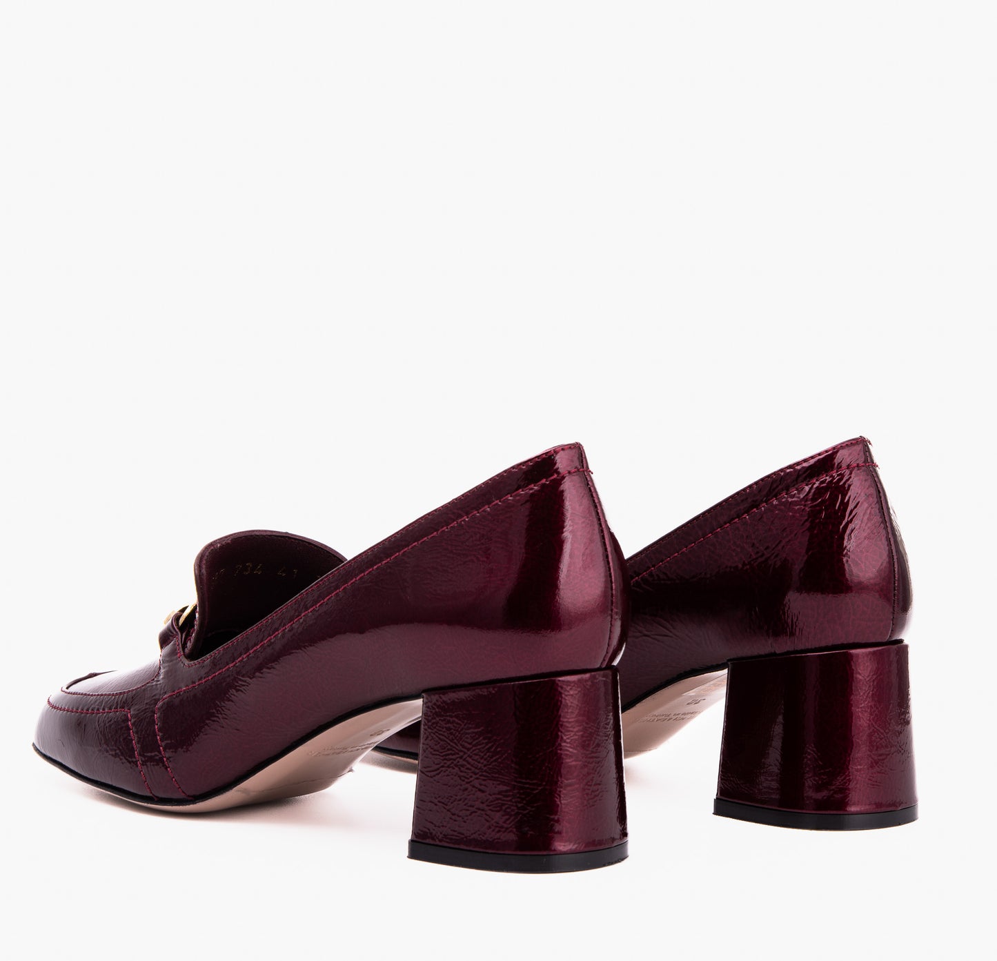 The Victoria Burgundy Leather Block Heel Pump Women Shoe