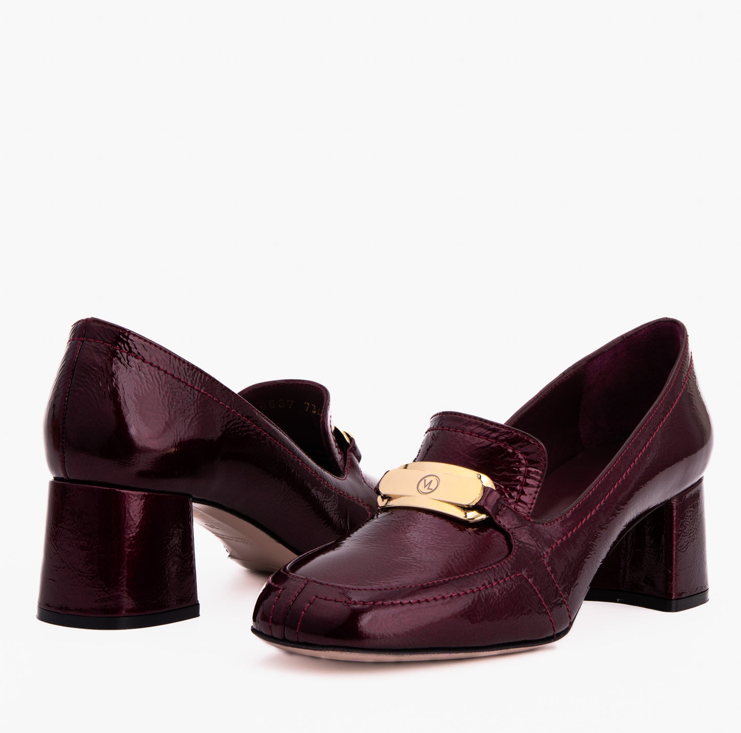 The Victoria Burgundy Leather Block Heel Pump Women Shoe