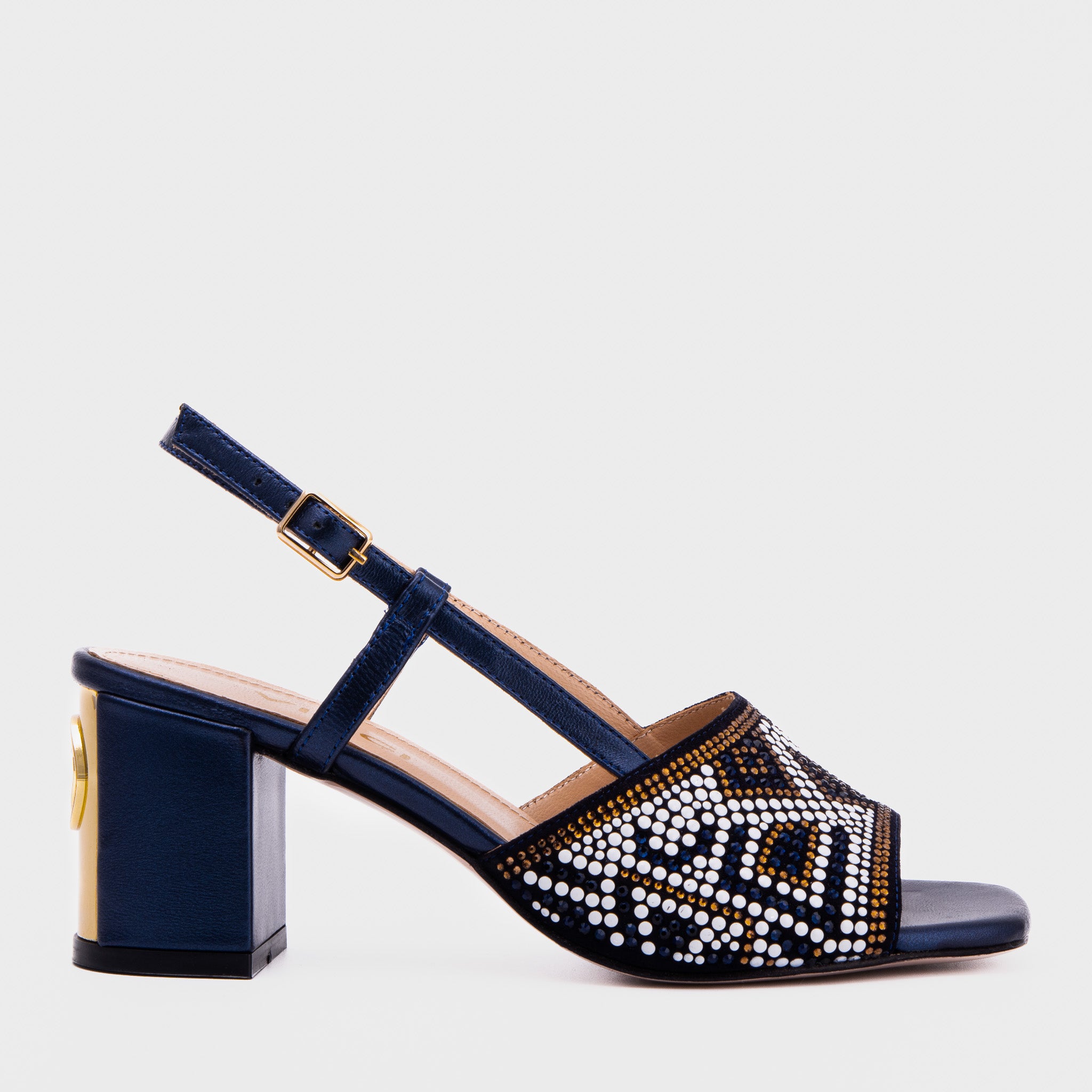 The Nampula Navy Blue Leather Women Slingback Shoe