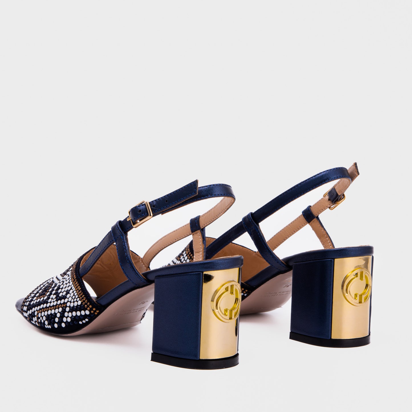 The Nampula Navy Blue Leather Women Slingback Shoe