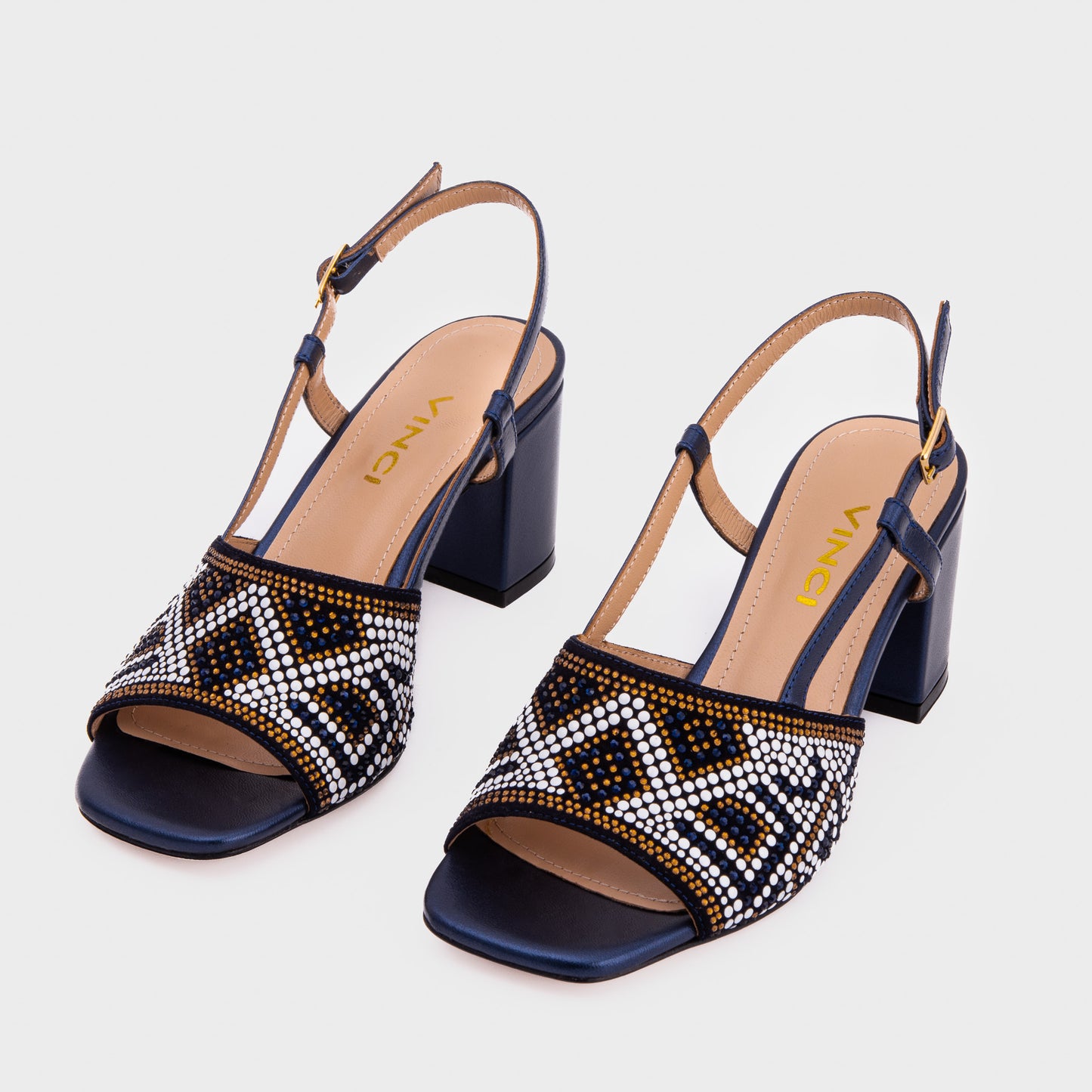 El zapato de mujer slingback de cuero azul marino Nampula