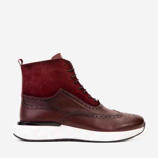 The Regent Burgundy Leather Wingtip Brogue Men Casual Boot