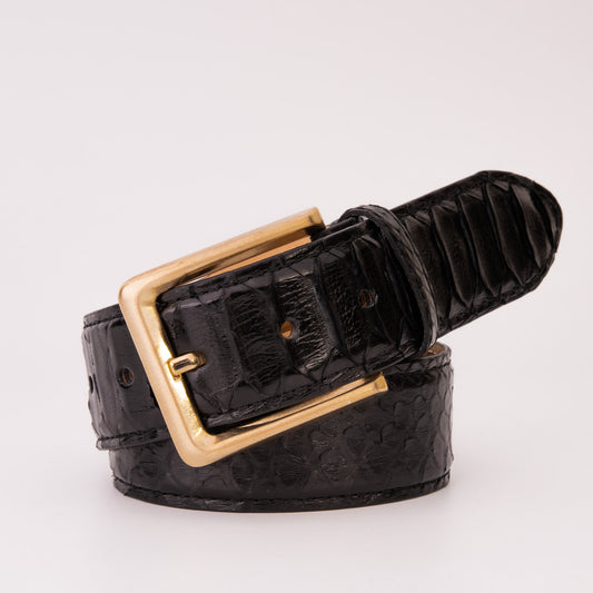 The Bethesda Black pythn Sneak Leather Belt