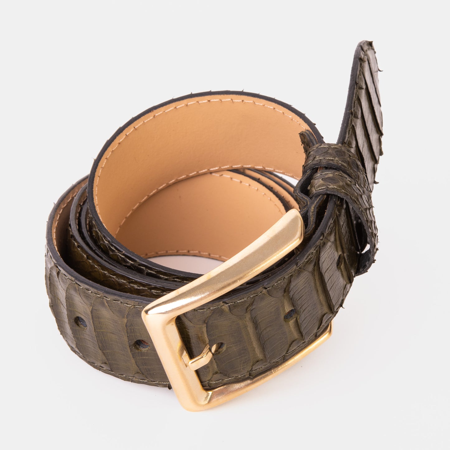 The Bethesda Green Pythn Snk Leather Belt