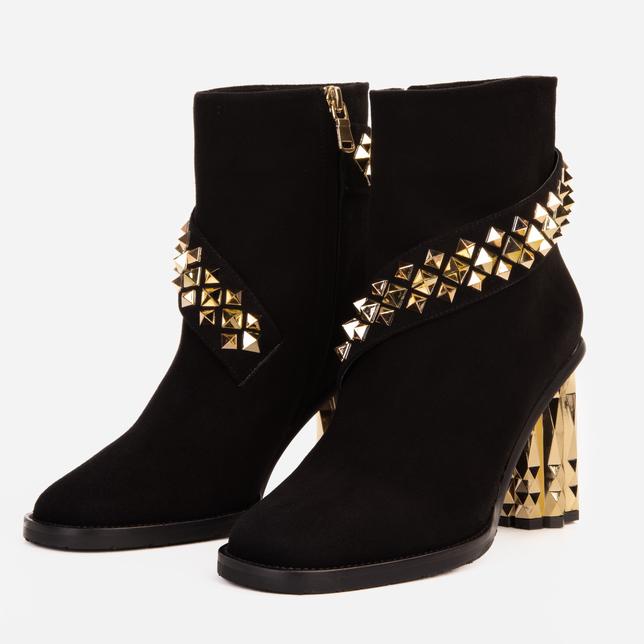 Black suedette metal heel ankle outlet boot