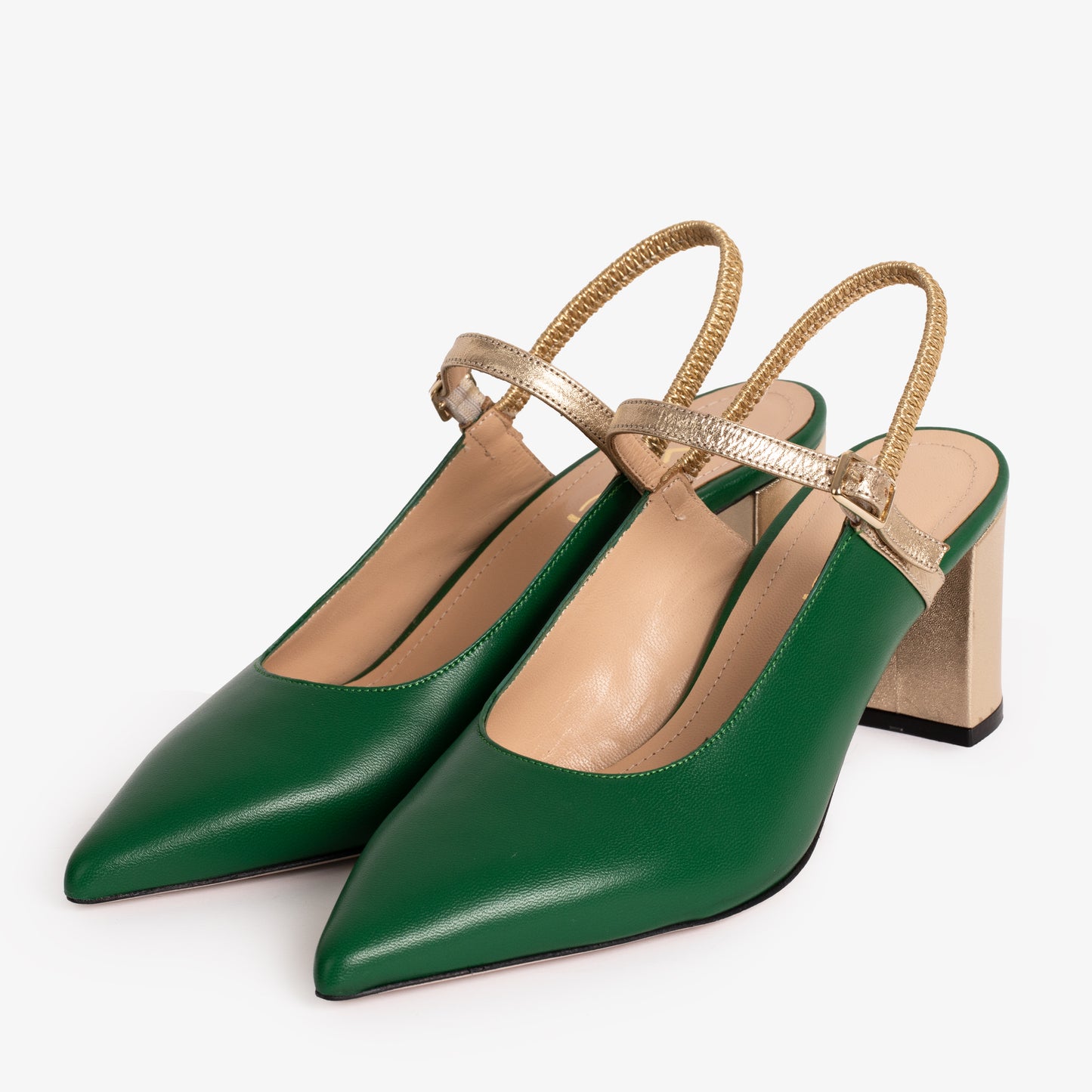 The Pompei Green Leather Women Slingback Shoe