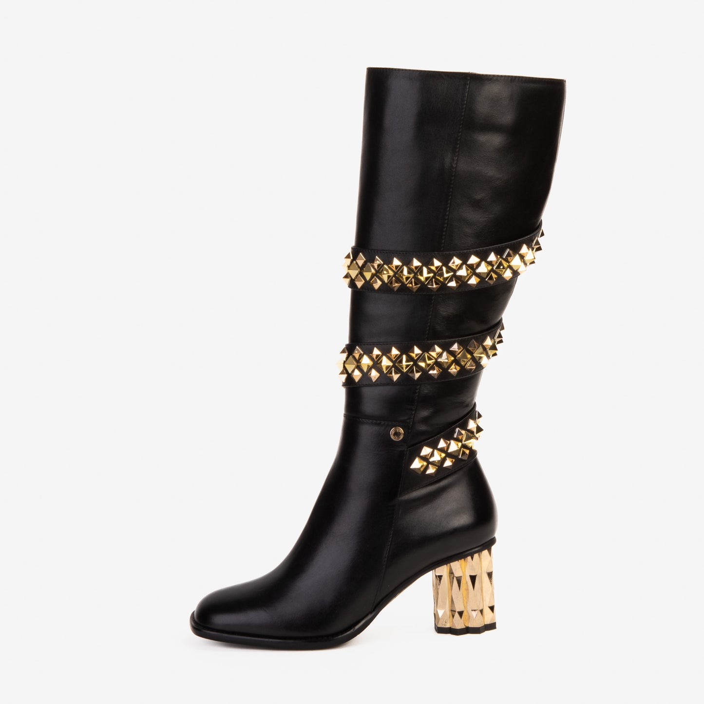 The Gladiator Black Leather Knee High Women Boot