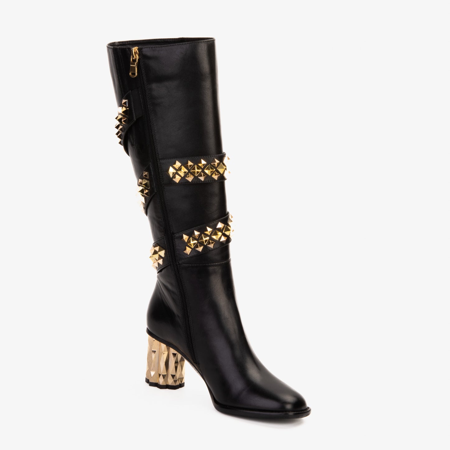 The Gladiator Black Leather Knee High Women Boot