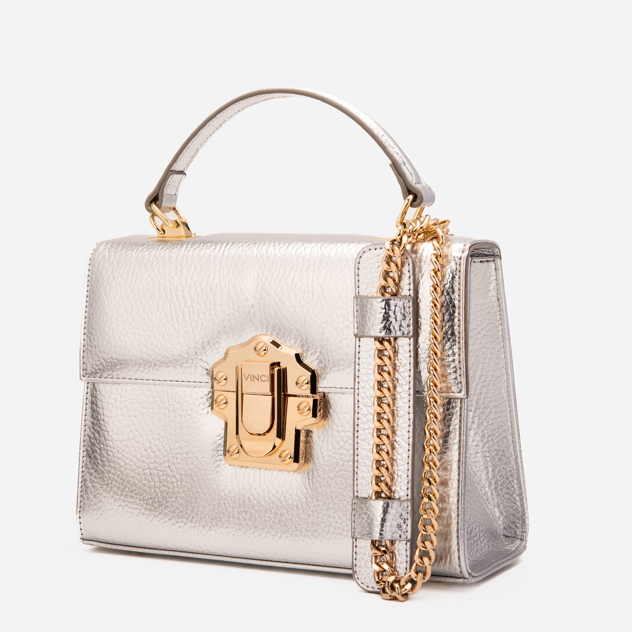 The Ege Silver Leather Handbag