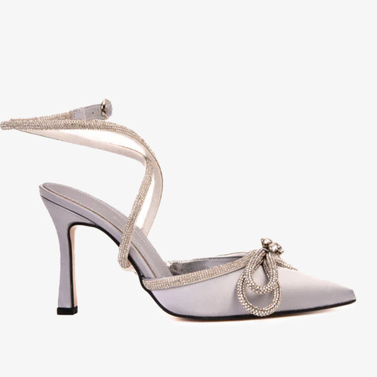 The Floransa Silver Leather Pointy Toe Ankle Strap WomenSandal Final Sale!