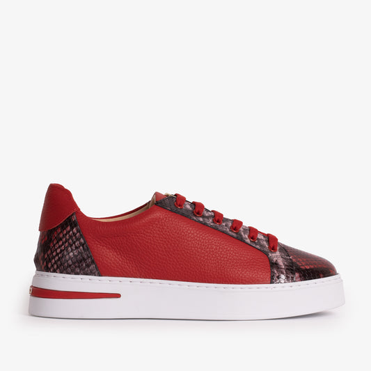 Zapatillas de piel roja Burano para mujer 