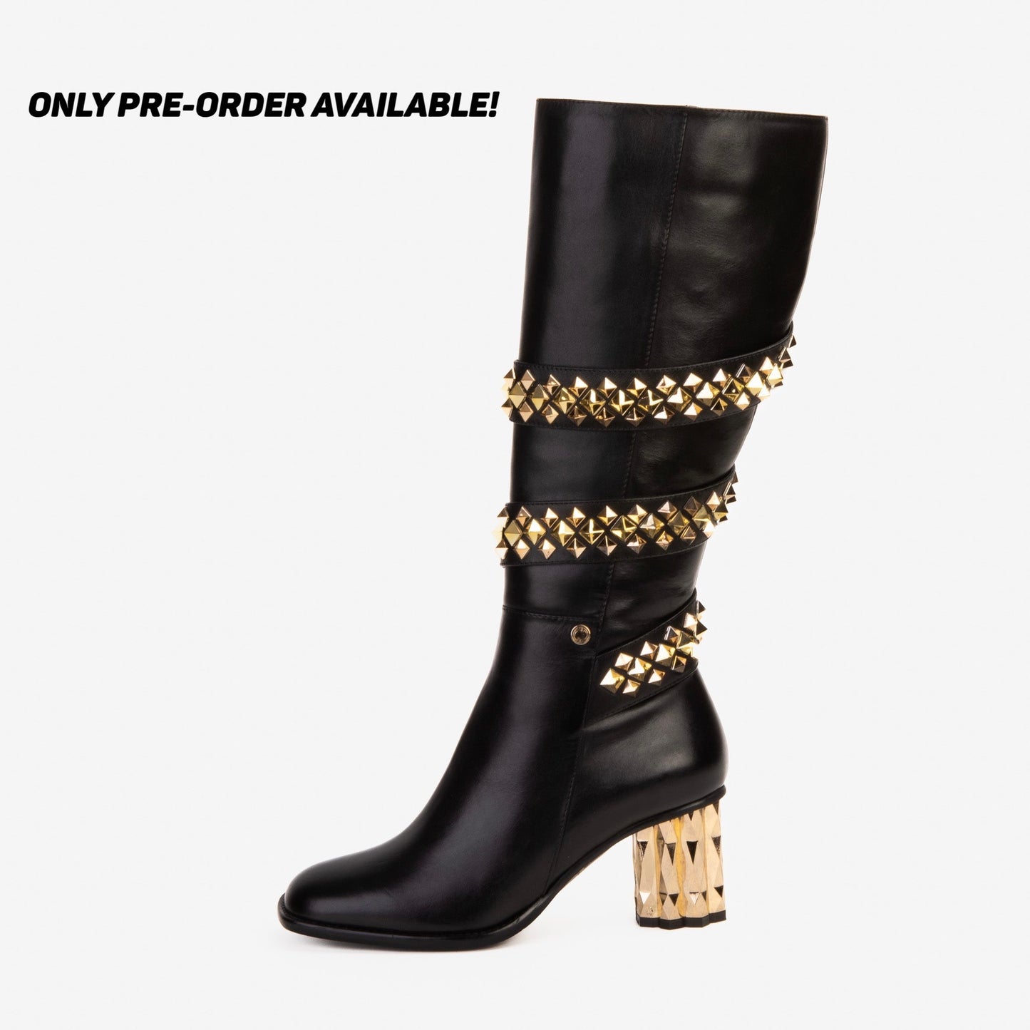 The Gladiator Black Leather Knee High Women Boot