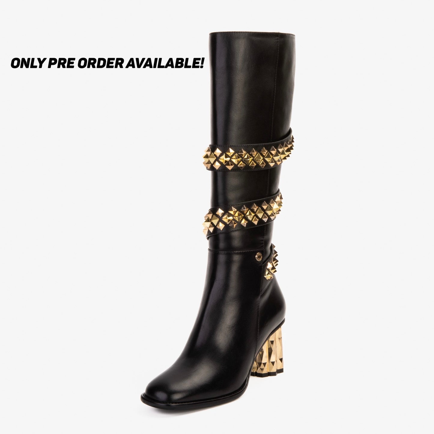 The Gladiator Black Leather Knee High Women Boot