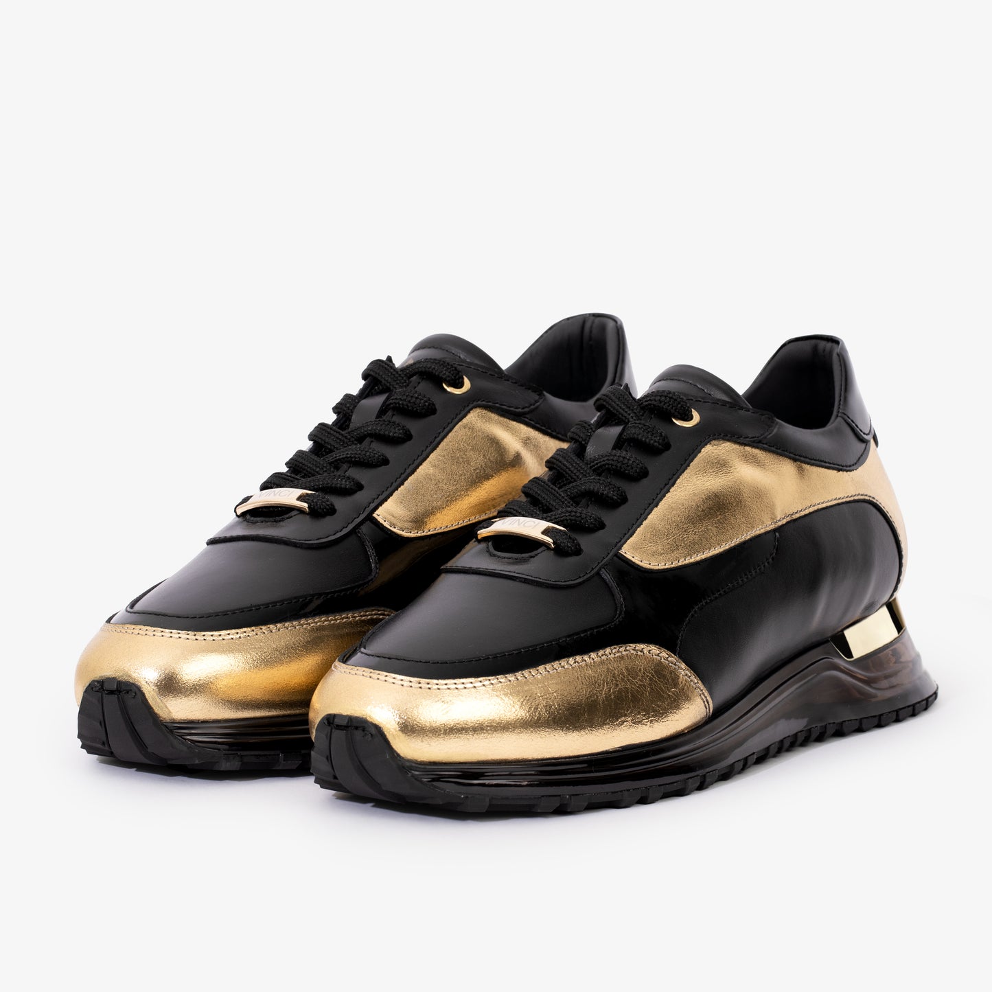 The Arda Black & Gold Leather Men Sneaker