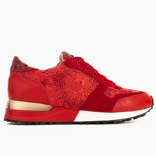 Zapatillas de piel para mujer The Noir Red