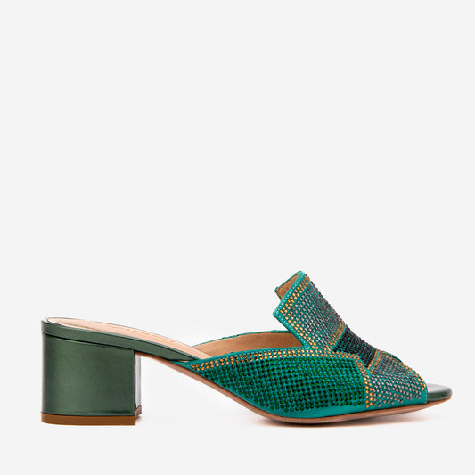 The Magnolia Green Glitter Leather Women Sandal