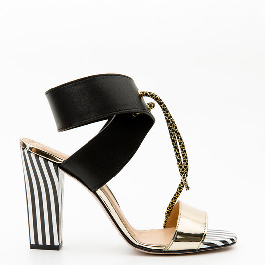 The Bloke Black Leather Ankle Strap Women Sandal