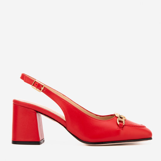 The Potomac Red Leather Slingback Women Sandal