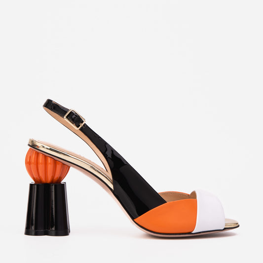 The Rize Multicolor Pumpkin Heel Leather Women Sandal