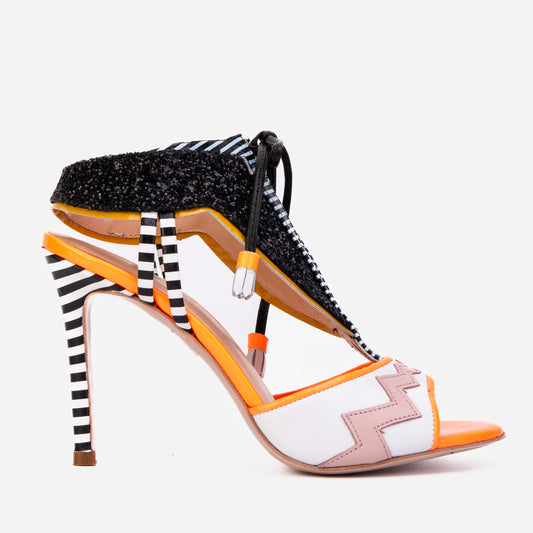 The Santa Amaro Orange Glitter Leather Women Sandal