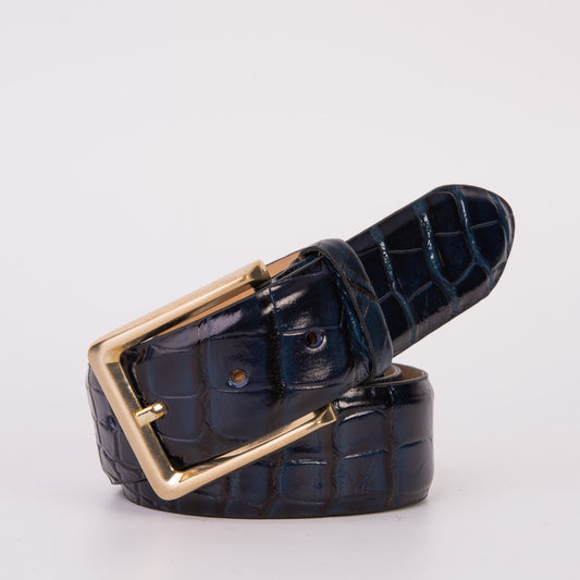 The Strat Navy Blue Leather Belt