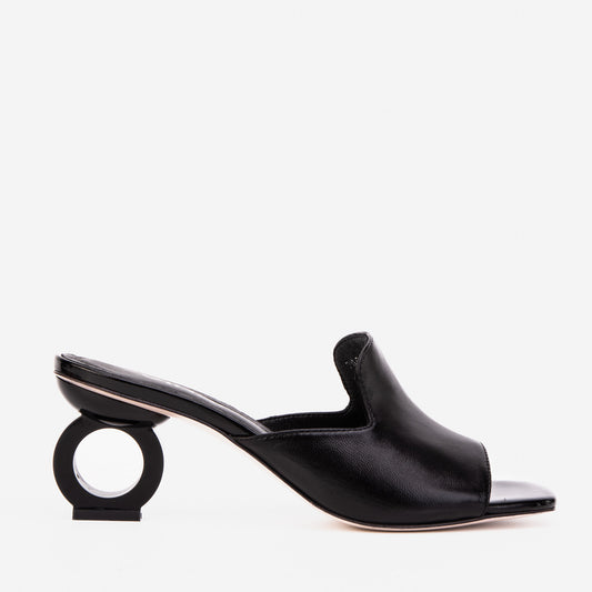 The Tory Black Leather Women Sandal