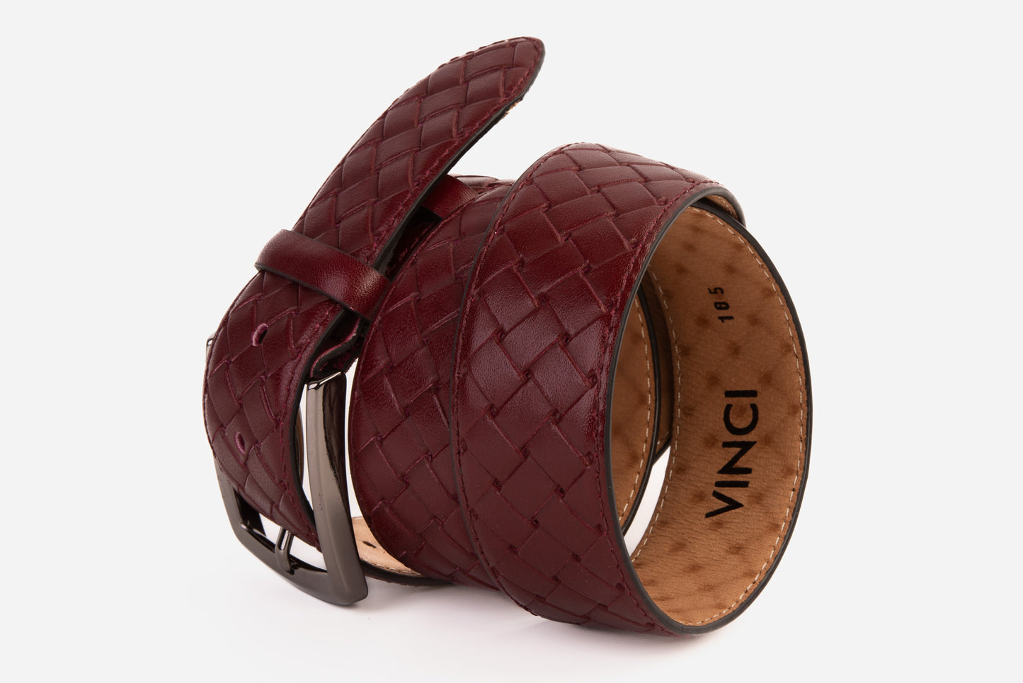 The Turan Burgundy Woven Leather Belt