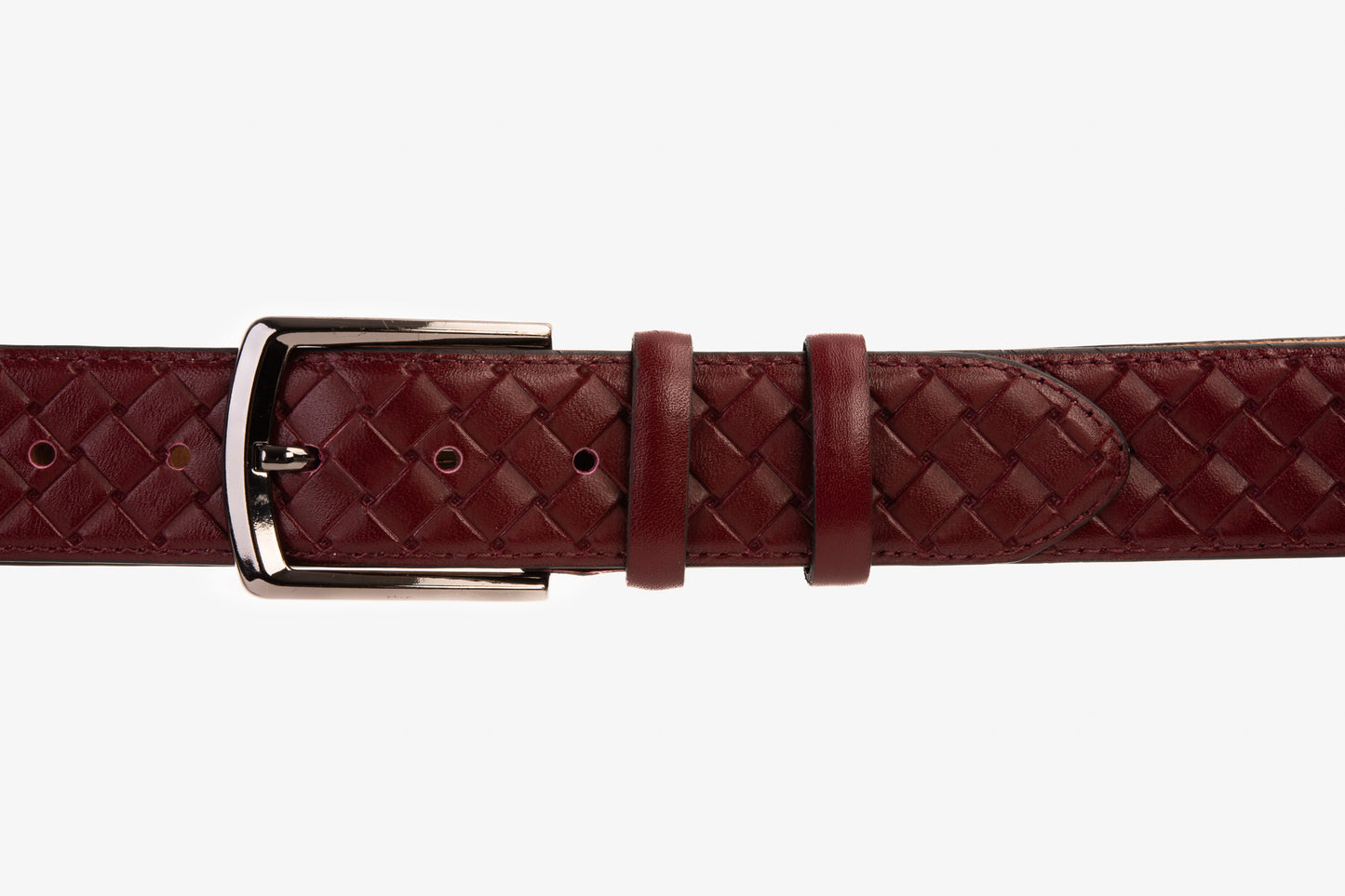 The Turan Burgundy Woven Leather Belt